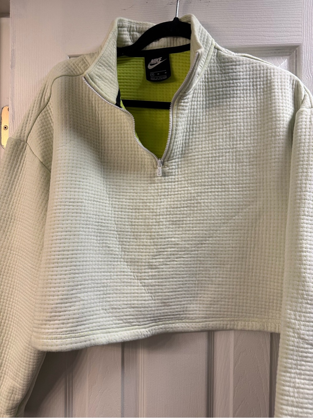 Nike Light Cream Waffle-Texture Quarter-Zip Pullover